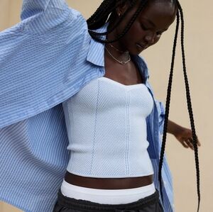 Aerie Stylish Strapless Blue Top